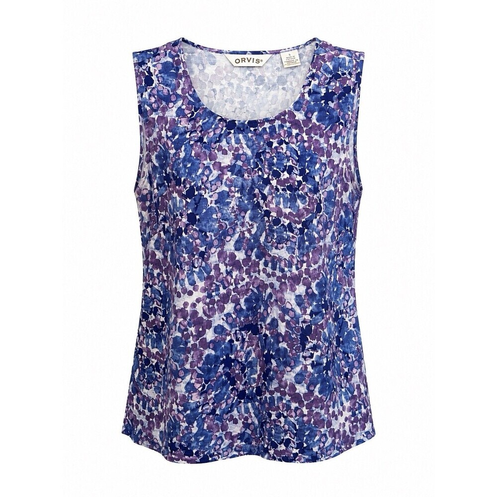 Orvis Womens Silk Rayon Floral Tank Top Purple Blue Sleeveless Size Small